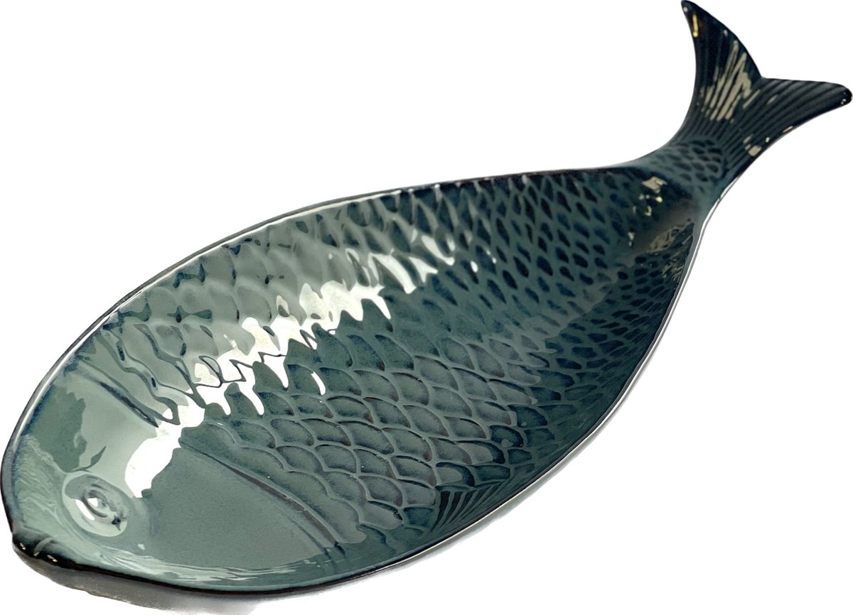 Puro Portugues - visbord - serveerschaal - tapasschaal - visschaal - 40x19cm - blauwgrijs - Portugal - keramiek - aardewerk
