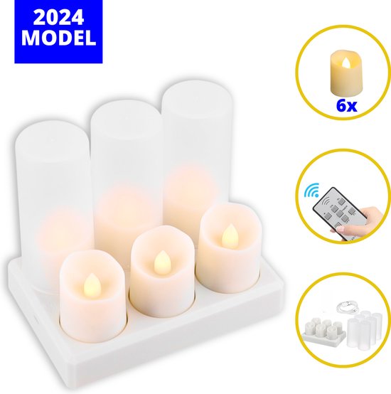 Forever Speed Set van 3 led-kaarsen, oplaadbaar, 1000 mAh, met