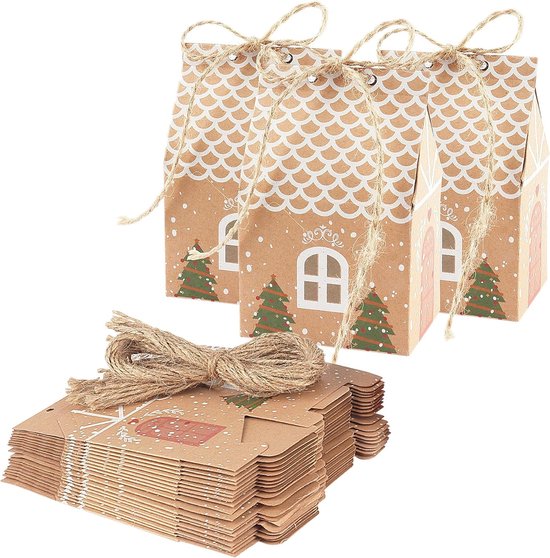 20 stuks - kerst geschenkdozen - mini kraftpapier snoepdozen -geschenkzakjes voor kinderen - feestartikelen - Kerst benodigdheden