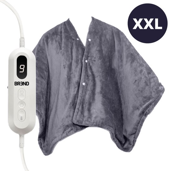 BREND BR-2220 Elektrische Deken en Poncho – Sherpa en Flanel Fleece Plaid – Warmte Cape - 160 x 130 cm - 9 Temperatuurinstellingen - Antraciet