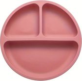 Assiette Siliconen Bébé et Enfant - Vieux Rose - Assiette Enfant - Avec 4 Ventouses - Solide - Assiette Plate - Compartiments