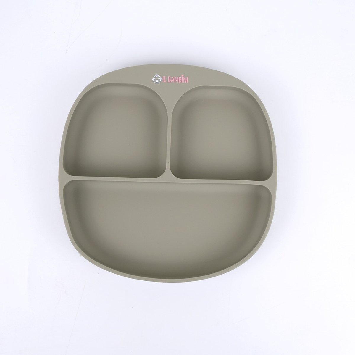 Goedkoopste IL BAMBINI - Kinderbord - Baby bord - Kinderservies - vakkenbord - Stonegreen - Groen - Siliconen BPA vrij - Onbreekbaar - 17 x 17 cm