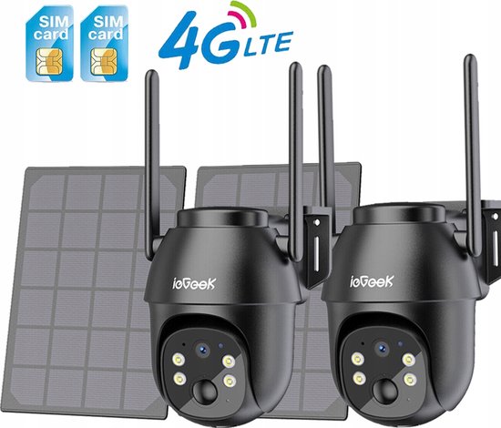 Xega 4G LTE Buitenbewakingscamera – Met Simkaart, Zonne-energie, 2K-resolutie En 12-voudige Zoom (zwart)