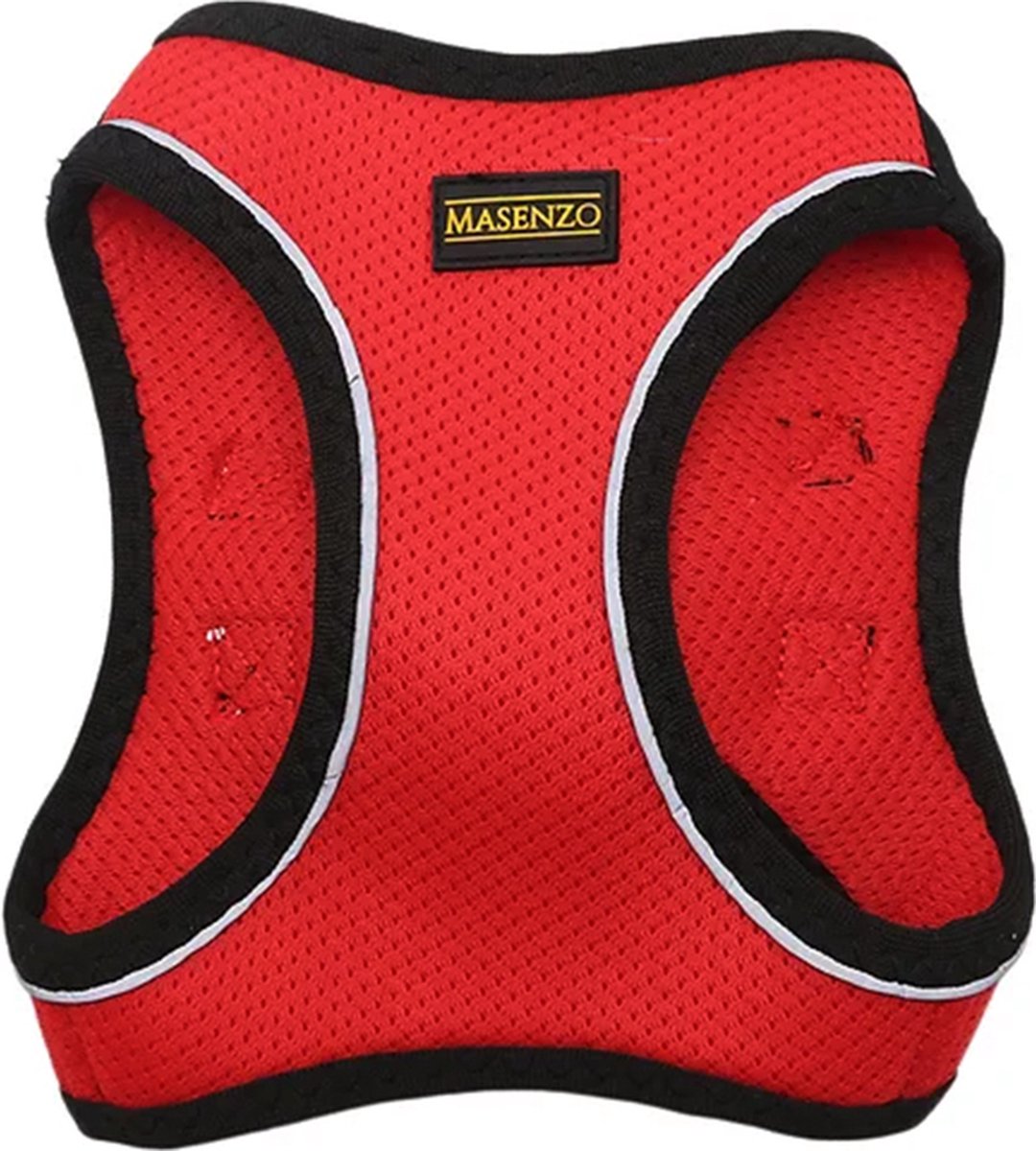 masenzo - hondenharnas - SMALL - nek 30-32cm - borst 36-44 cm - in mesh - reflecterend - rood.