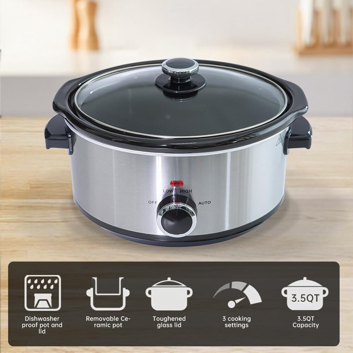 Lexium Slowcooker met Timer - Timerfunctie - Multicooker - Slowcooker Elektrisch – foto 2