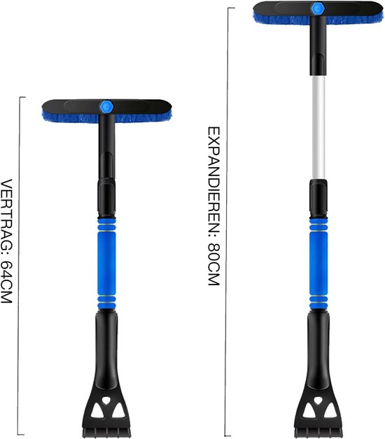 Sneeuwschep, 112 cm, 3-in-1 sneeuwschuiver voor de auto, afneembare