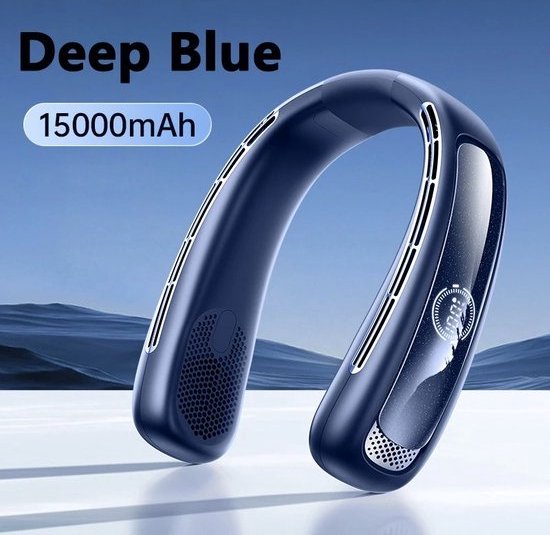 USB-C Oplaadbare Nekkoeler Amailtom Nekairconditioner Met Rxtra Hrote Koelplaat, Draagbare Nekventilator 6000mAh Persoonlijke Koeling Reisventilator Innovatieve Luchtuitlaat Aan De Achterkant Met LCD-scherm, 3 Snelheden USB-C Oplaadbare Nekfan
