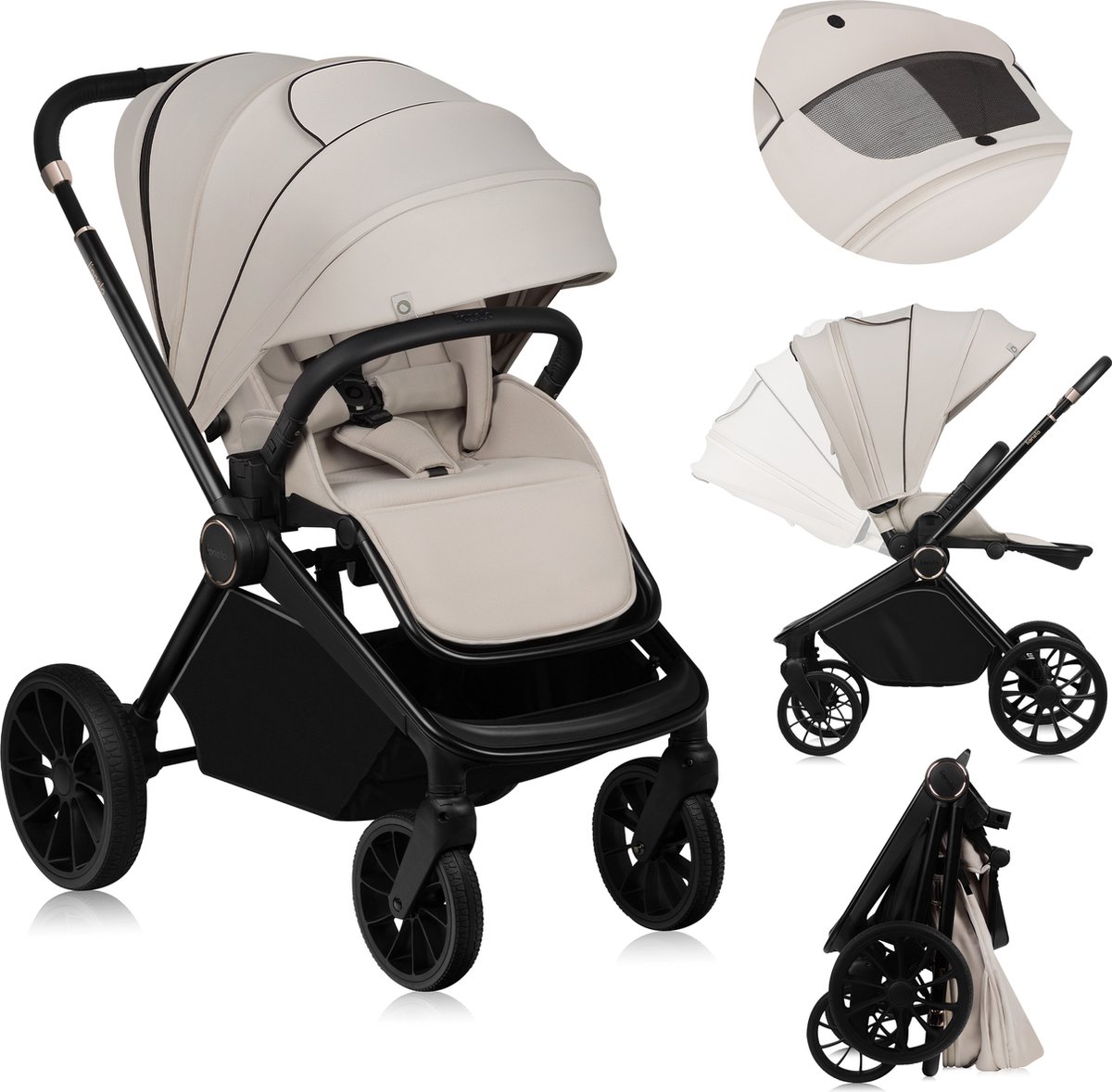 Lionelo Mika Plus Kinderwagen - All-Terrain Wielen - Lichtgewicht - Verstelbare Zitting - XXL Kap met UPF 50+ - Compact Opvouwbaar - Inclusief Accessoires - Lionelo - €289,99