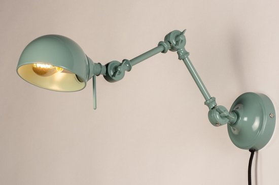 Foto: Lumidora wandlamp 74471 voor binnen diego e14 groen blauw metaal