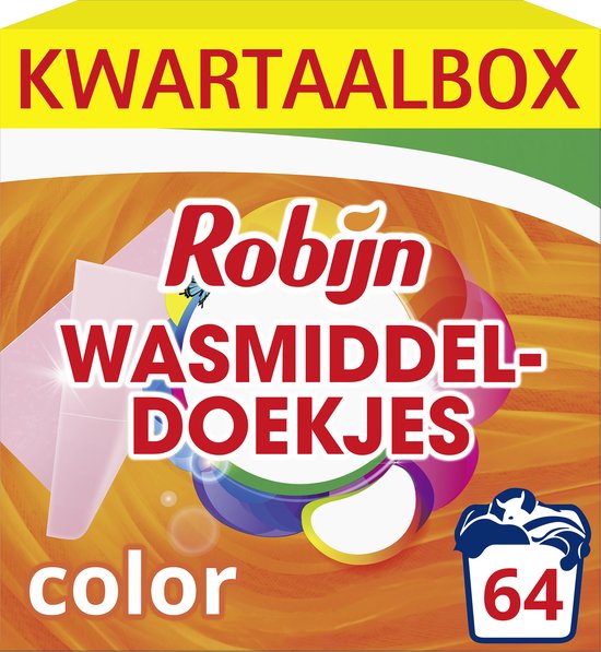 Robijn Classics Color Wasmiddeldoekjes - 4 x 16 wasstrips - Voordeelverpakking