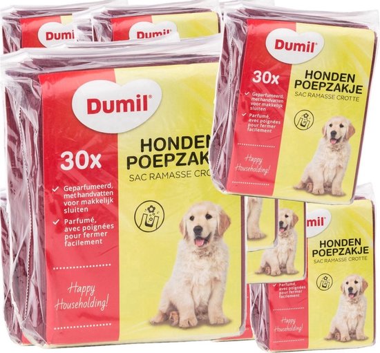 Dumil poepzakjes - 240 stuks - Hondenpoepzakjes met handvatten - geparfumeerd