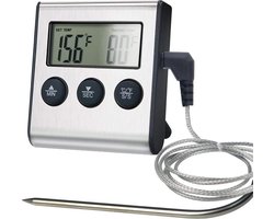 Vleesthermometer - Keukenthermometer - RVS - Digitaal - BBQ Thermometer - Met timer - Magnetisch - Thermometer ook geschikt als voor Vlees, BBQ, Oven