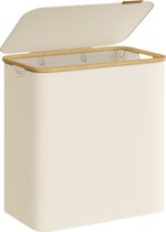 ACAZA Wasmand 3 vakken - Wasmand Met Deksel - 150 L - Bamboe - 60x 38,5 x 70,5 cm - Beige