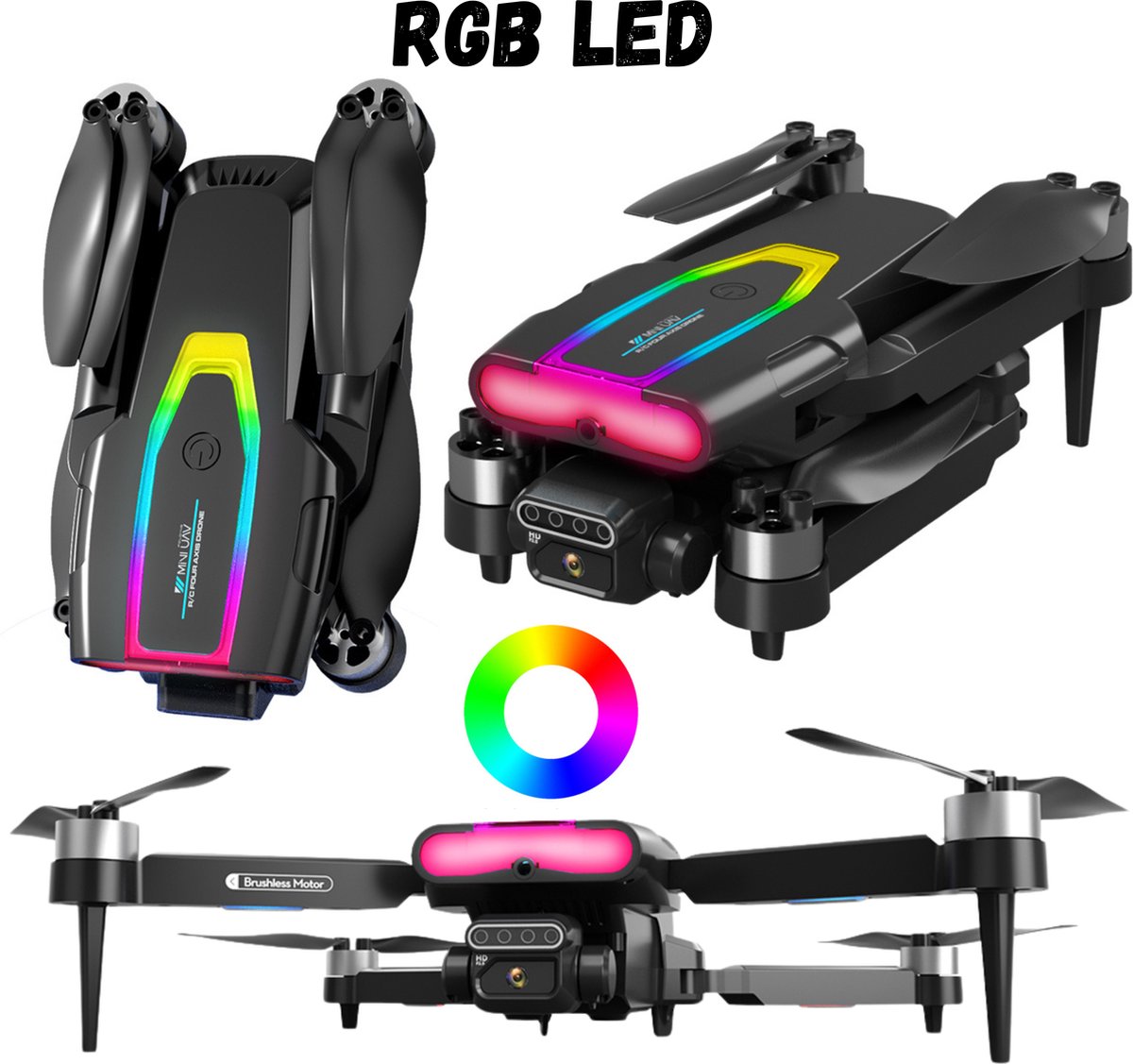 SefSay Spider Max Drone - Drone met dubbele ESC HD camera - Camera met Gimball en Led - RGB LED - Obstakel Ontwijking - Borstelloze motoren - 3 batterijen en een opbergtas - Geschikt voor kinderen en volwassenen – foto 3