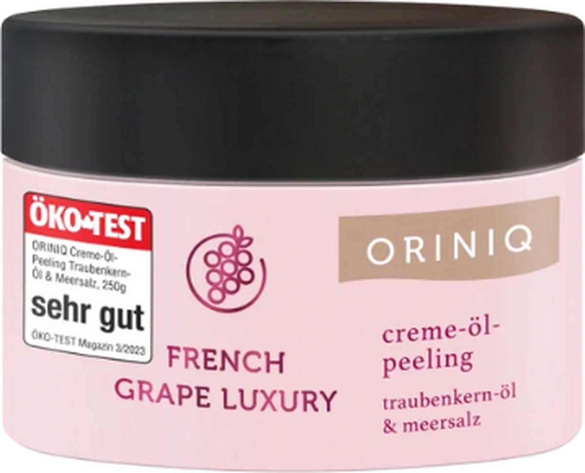 ORINIQ Crème-Olie Scrub | French Grape Luxury - 250 gr | Bodypeeling met Zeezout en Druivenpitolie - Vegan Bodyscrub