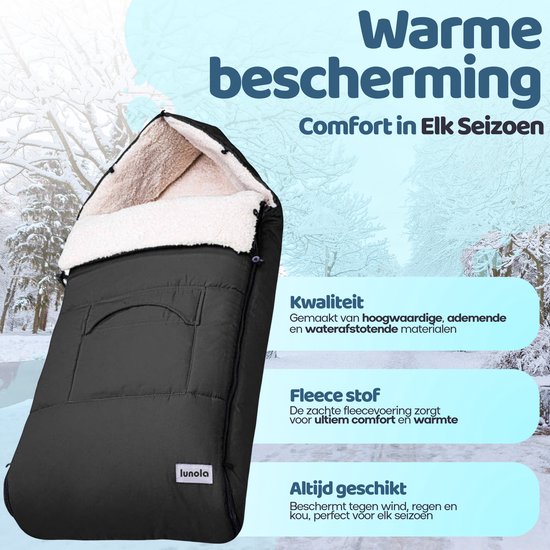 Lunola - Voetenzak voor Autostoel & Kinderwagen - Voetenzak Buggy - 90 x 50 cm - Zwart van Lunola — afbeelding 4