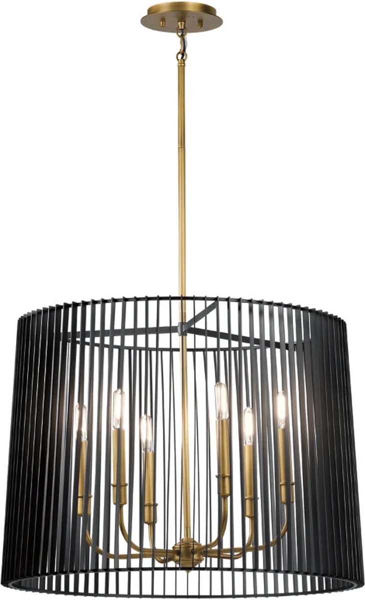 Kichler LED Kroonluchter | 6X E14 Max 60W | Dimbaar | Black & Natural Brass