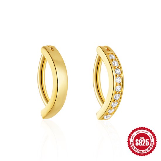 Piercing de nombril Helin life - argent 925 - différentes formes - Couleur or avec diamants zircone - Coffret cadeau - 2 pièces