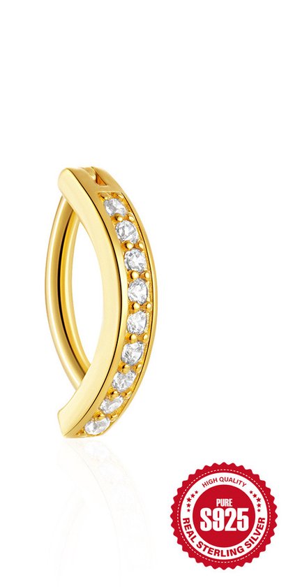 Piercing de nombril Helin life - argent 925 - différentes formes - Couleur or avec diamants zircone - Coffret cadeau - 2 pièces