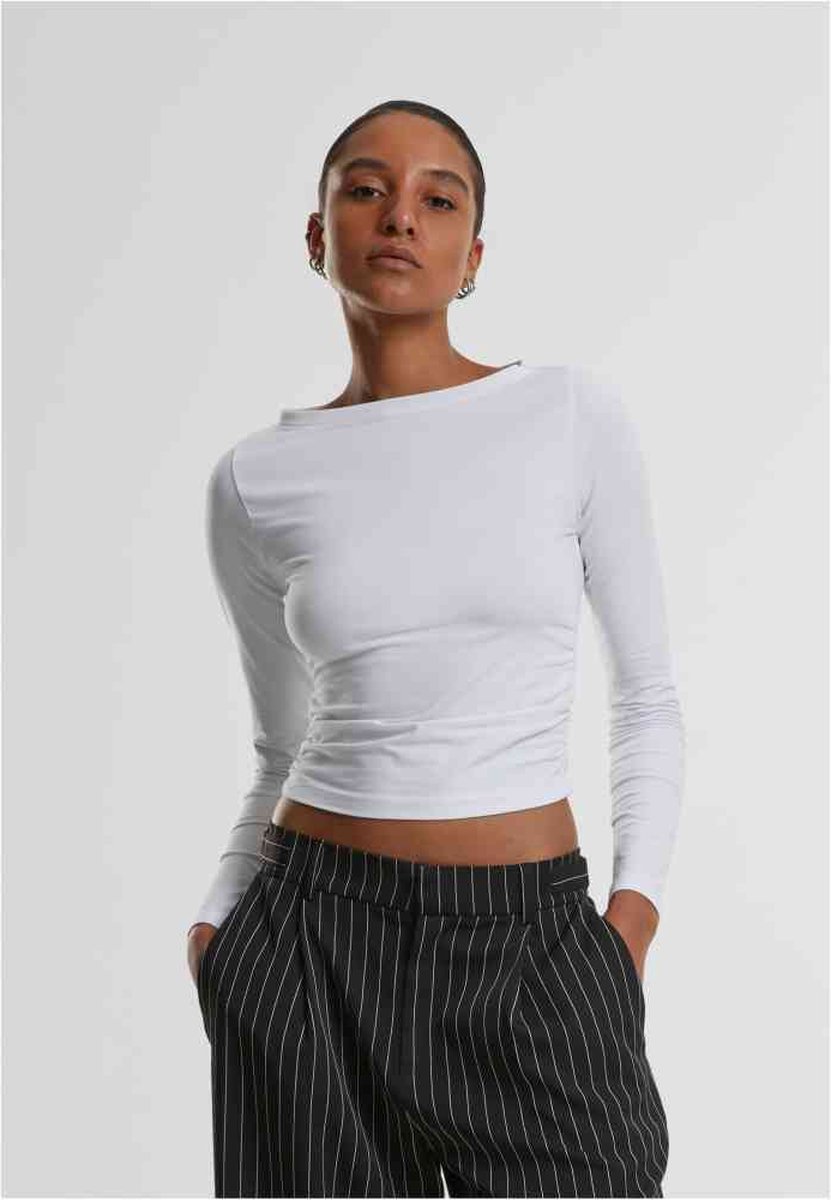 Urban Classics Ruffled Super Slim Longsleeve top S Wit