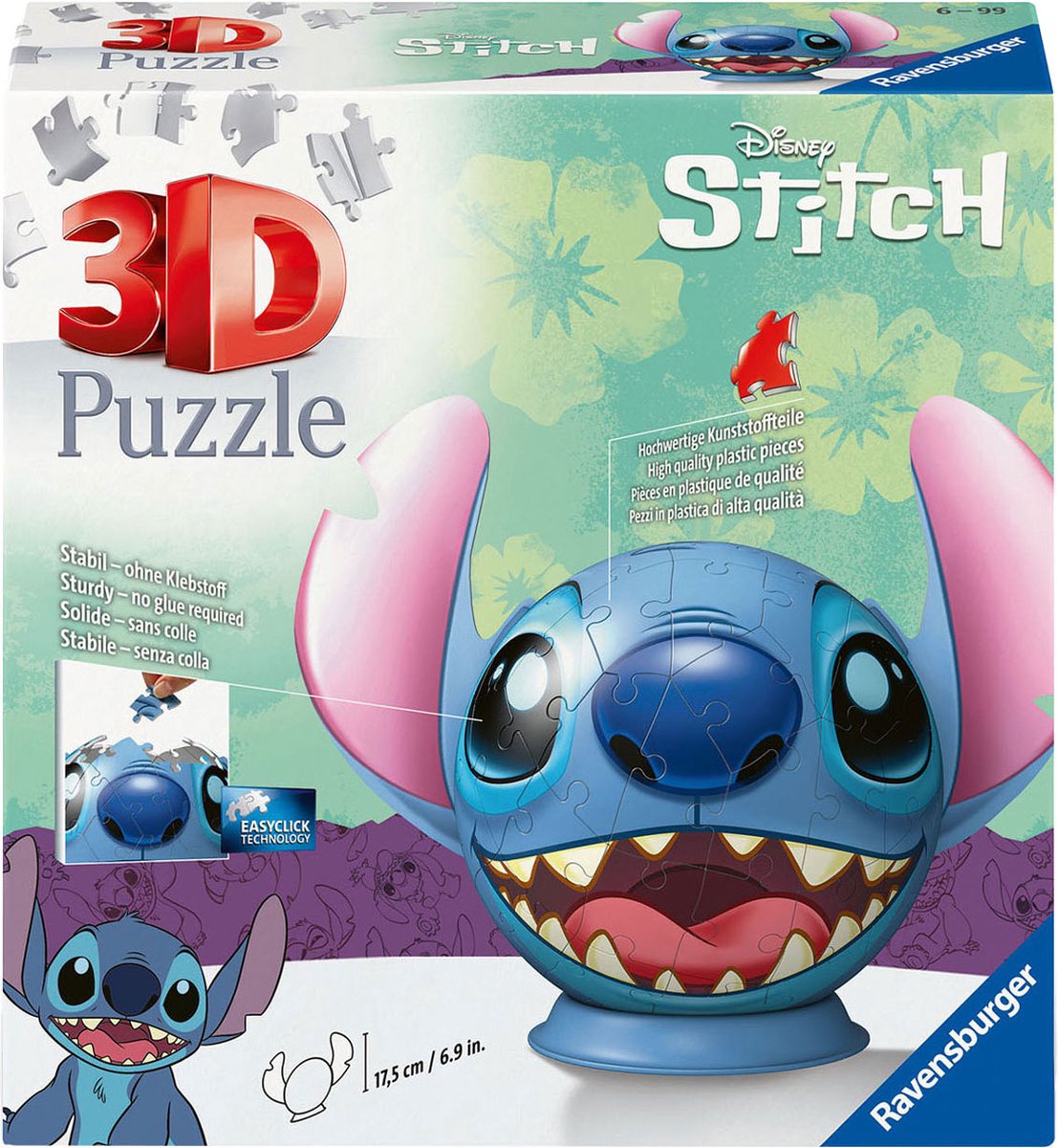 Ravensburger Disney Stitch met oren - 3D Puzzel 72 Stukjes