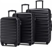 Bol.com YYCHAN Kofferset 3 delig - Reiskoffer Set - koffersets - 38 L Handbagage + 75 L Trolley +110L Reiskoffer Groot - ZWART aanbieding