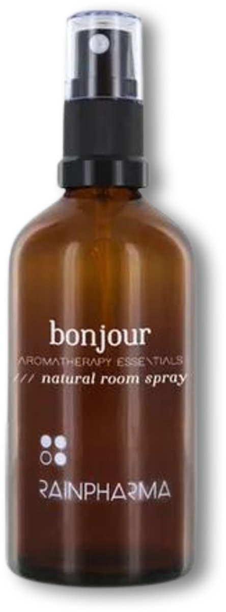 RainPharma Natural Room Spray Bonjour - 100ml – Met Pure Essentiële Olie – Intense Geur – Geschikt voor Textiel – Natuurlijk Huisparfum – Interieurspray – Luxe Woonaccessoires – Luchtverfrisser – Aromatherapie Producten