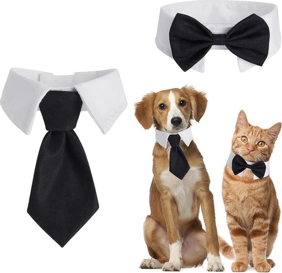 L - Dierenkostuumset - Luxe Stropdas En Strik Voor Dieren - Geschikt Voor Teckels Tot Bordercollies - Verstelbare - Stropdas Voor Hond - Kattenkleding - Strik Voor Hond - Hondenstrik - Honden Speelgoed - Kerst Hondenstrik - Kerstkleed - Cadeau