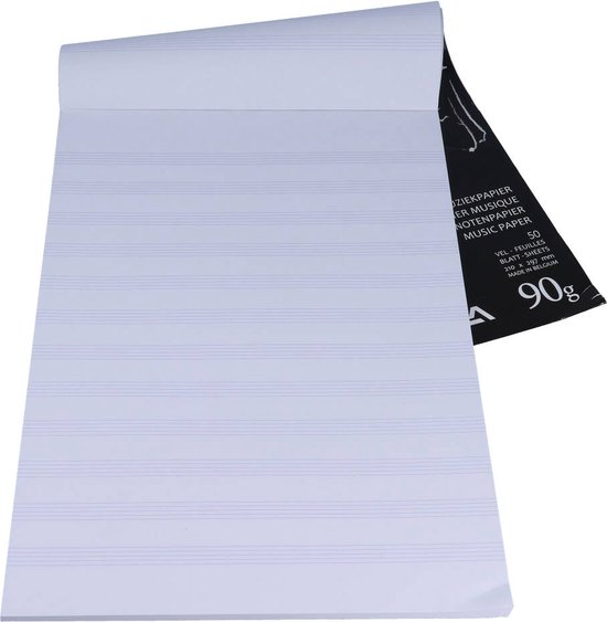 Aurora muziekpapierblok met notenbalken, 90g.