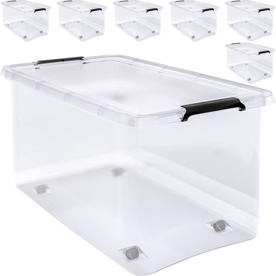 Opbergbox Deuba - Set de 6 Plastique 60L 58x39x35cm - Transparent