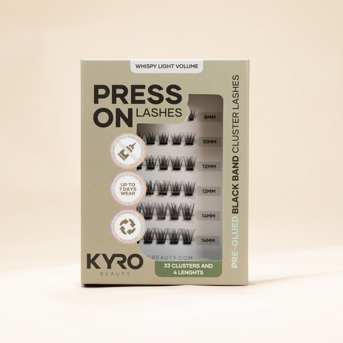 KYRO Beauty - Starterkit DIY Pre-Glued Eyelash Extensions - Do-It-Yourself Wimperextensies - Cluster Wimperextensions - Blijft 5/7 Dagen Zitten - Aanbrengen in 3 Minuten - Makkelijk te Verwijderen - 33 Clusters - Herbruikbaar - Whispy Light