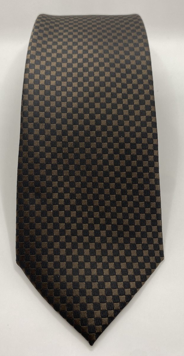 QTie - Luxe bruine stropdas Mesquitte – Zeer compleet – 80 mm breed – prachtige zijdeglans