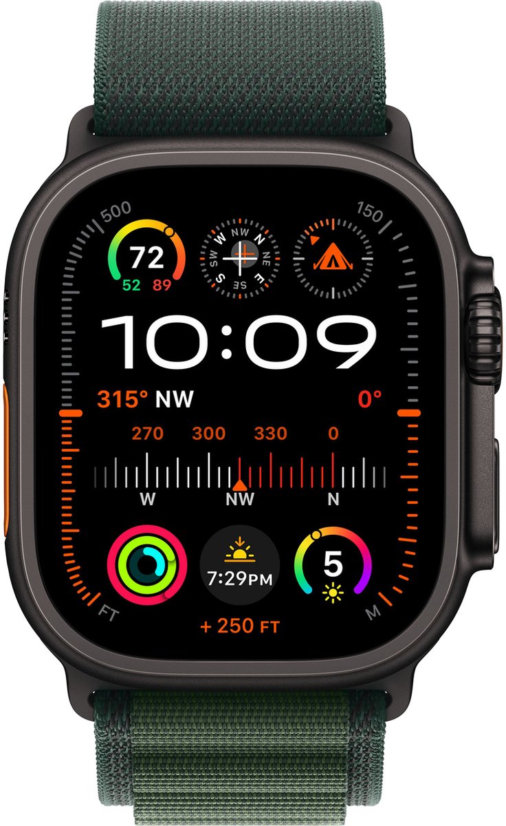 Apple Watch Ultra 2 4G 49mm Zwart Alpine Band Groen L