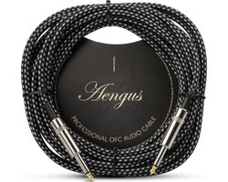 Áengus Black Tweed Gitaarkabel Instrument kabel - 6.35mm mono jack plug recht/recht - 6 meter