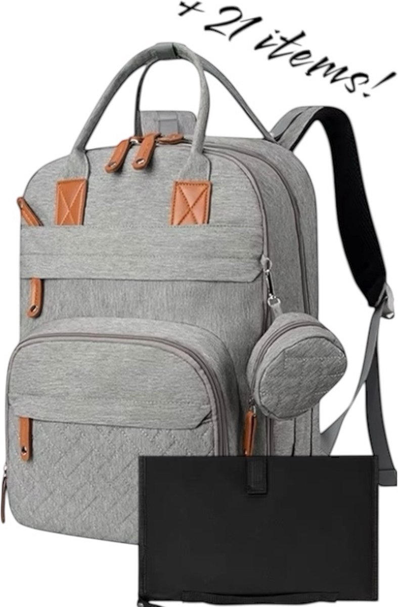 Goedkoopste Jaxx - Luiertas -grijs- inclusief 21 essentiele benodigheden - Luiertas Rugzak – Luiertassen – Verzorgingstas – kinderwagen haken- geisoleerde flessenvakje– Kraamcadeau – Kraampakket -Kraampakketten - Baby Cadeau - Kraamkado meisje - Kraamkado j