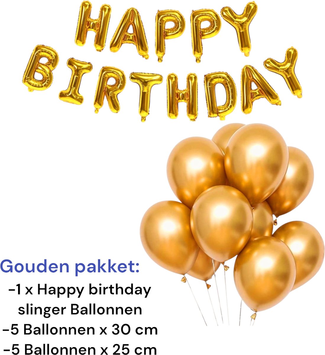Happy Birthday Ballonnen Set/ Goud/ Gelukkige Verjaardag/ Gouden Pakket/ Party Decoratie Set/ Verjaardag Versiering Pakket/ Folieballon/ Verjaardagsfeestje Decoratie Set/ Luxe Complete Set/ Verjaardag/ Kinderen en Volwassenen Feestje Set…1 Pakket