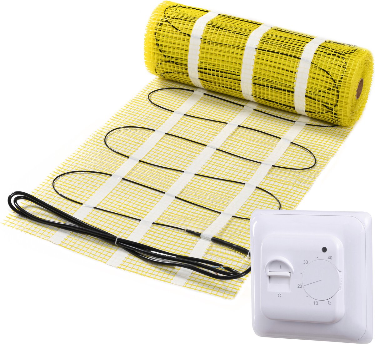 Pro-series Complete set, beschikbaar in diverse afmetingen, 150 watt per m², met analoge thermostaat, 8 m², Wit