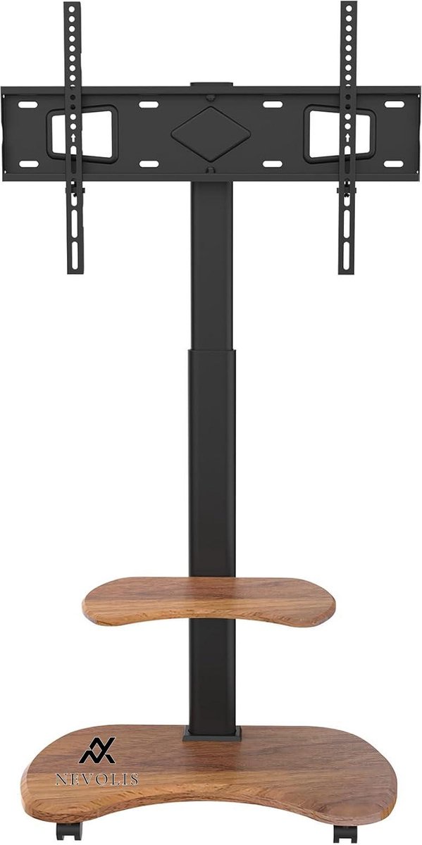 Nevolis Stellar TV Stand Roll-Up Wooden Board Height Adjustable Swivel TV Trolley Wheels 32-70 Inch TVs 45 kg Universal TV Stand Max. VESA 600 x 400. .
