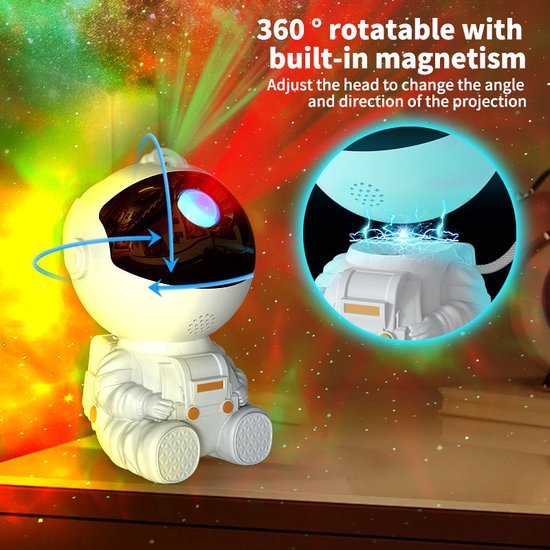 Ster nachtlampje- Projector - astronaut-babykamer - LED-nachtlampje- sterrenhemel -15 verlichtingscombinaties-dimbaar-Met afstandsbediening-Oplaadbaar van Merkloos — afbeelding 4