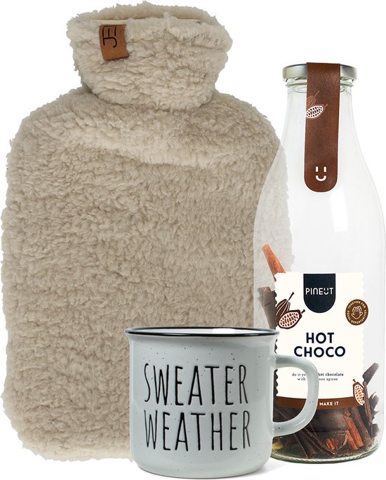 Pineut Winters Ontspanpakketje - Cadeaupakket - Cadeau voor vrouw - Hot choco - warm kruikje - Leuke mok - Giftpack voor haar