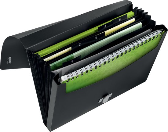 Leitz Recycle Projectmap A4 - met 5 Vakken - 80% Gerecycled Post-consumer Plastic - Zwart
