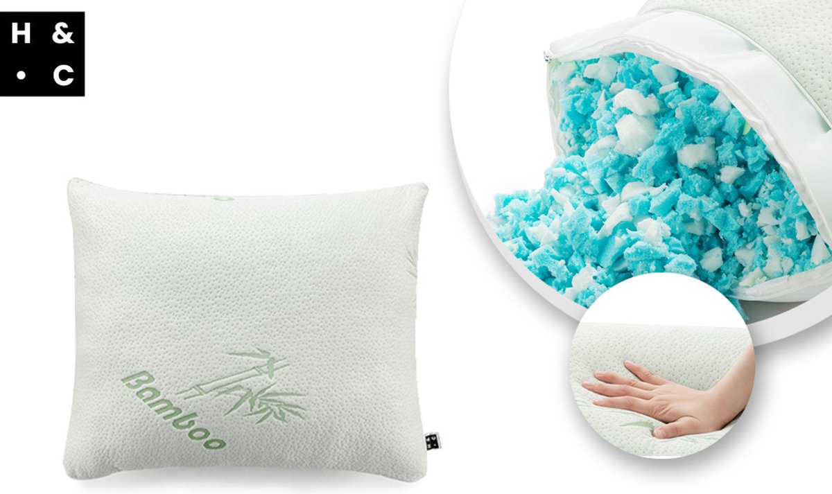 H&C Bamboo Memory Foam Hoofdkussen - Antibacterieel - Anti-Huisstofmijt - Voor Zijslapers