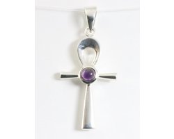 Fijne zilveren ankh hanger met amethist