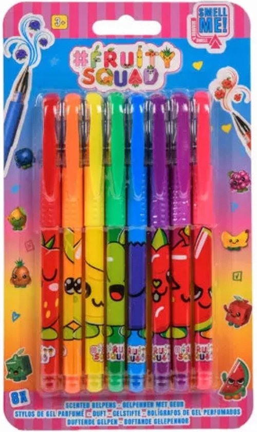 Foto: Gelpennen met geur fruity squad geurpennen 8 stuks pennen met geur gelpennen met fruitgeur voor jongens en meisjes gelpennen voor kinderen kado voor meisjes