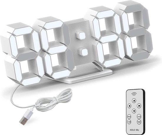 Deeyaple Digitale led-wekker, tafelklok, snooze, 12/24 uur, dubbel alarm, weekweergave, elektrisch, 10 cm, draagbaar, zwart, kleur (zonder accu, adapter