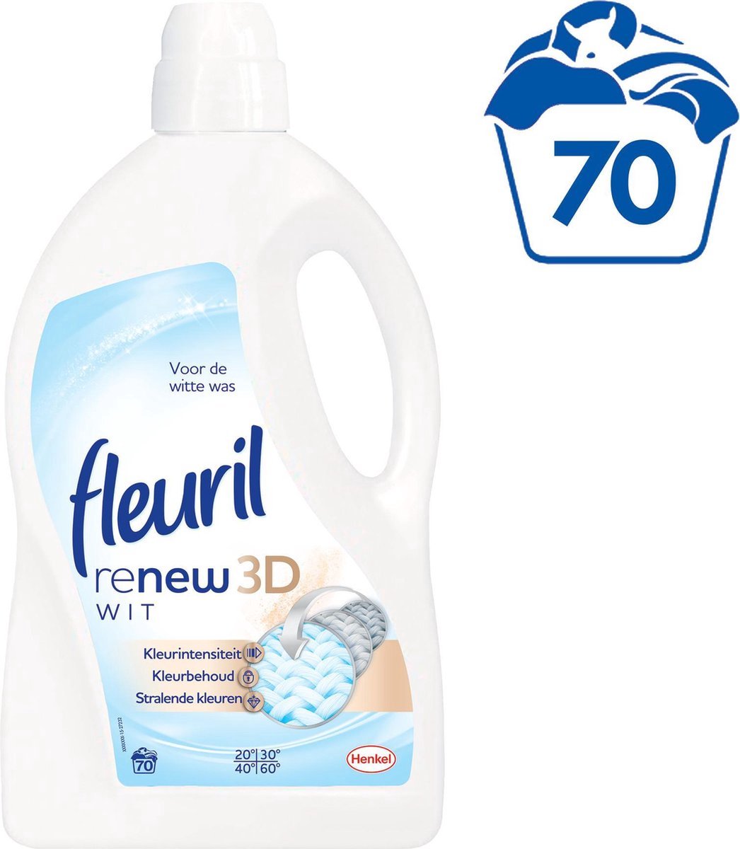 Goedkoopste Fleuril Puur Wit Wasmiddel - 3x70 wasbeurten - Voordeelverpakking