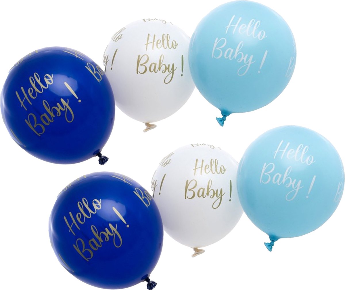 Chaks Baby kraamfeest/geboorte ballonnen - Hello Baby - 12x stuks - blauw - babyshower