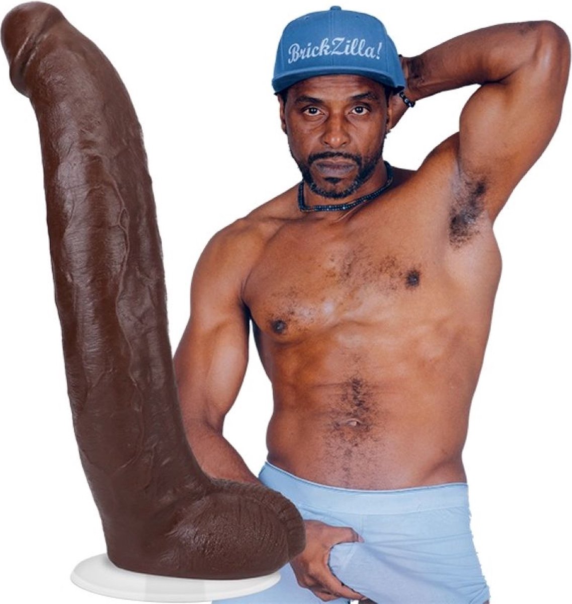 Goedkoopste Brickzilla - Realistic ULTRASKYN Dildo - 13 / 33 cm - Chocolate
