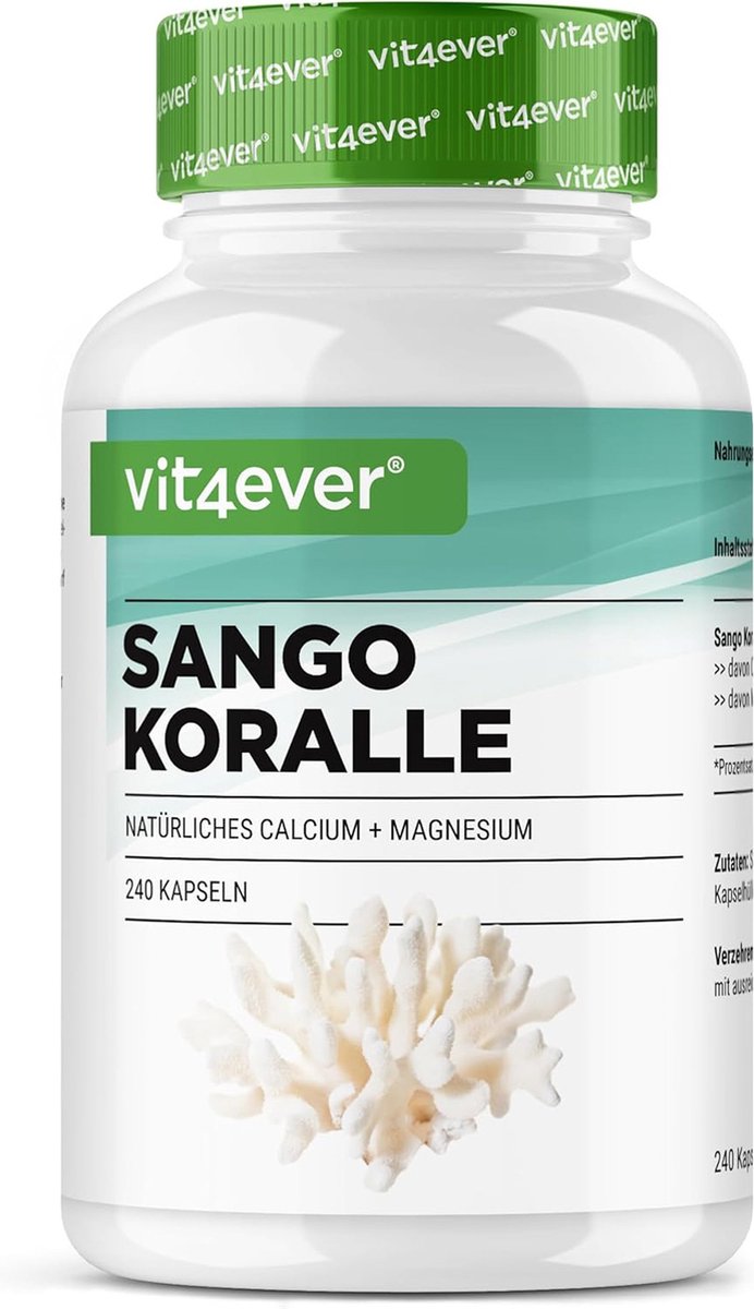 Goedkoopste Vit4ever - Sango Zeekoraal - 180 capsules (2 maanden) - Natuurlijke bron van calcium (20 ) & magnesium (10 ) in de lichaamseigen verhouding van 2 1 - Hoog gedoseerd
