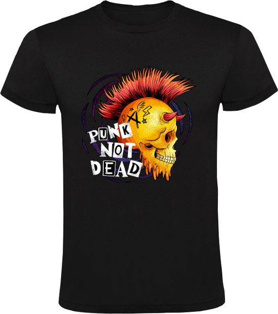 Punk Heren T-shirt - Skull Rock Shirt - Punk Not Dead